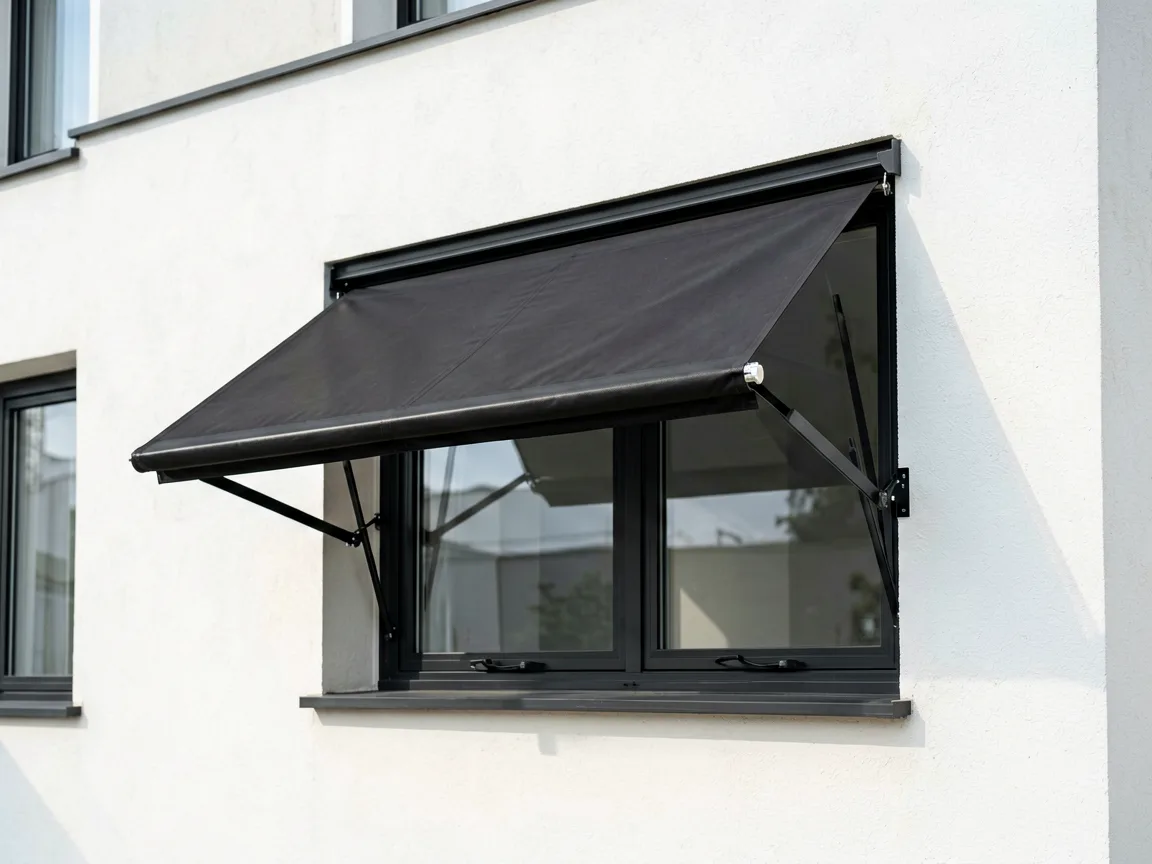 BORN custom aluminum awning and hopper window installed in luxury villa