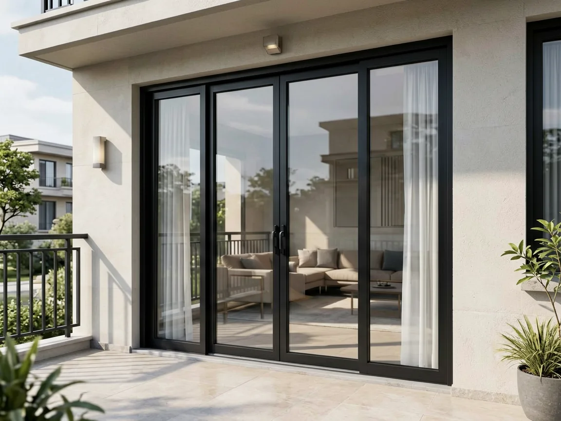 BORN custom aluminum casement door installed in luxury villa