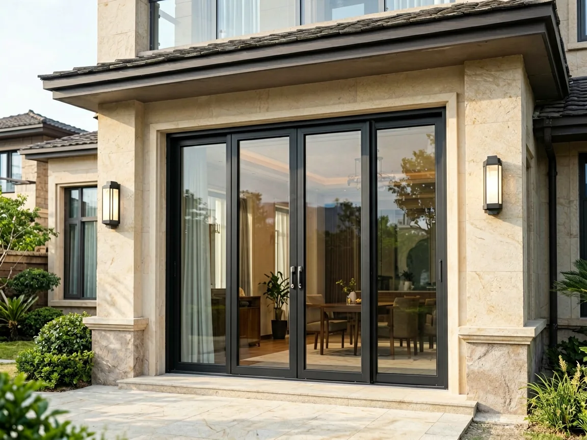 Modern residential building featuring BORN aluminum windows and sliding doors