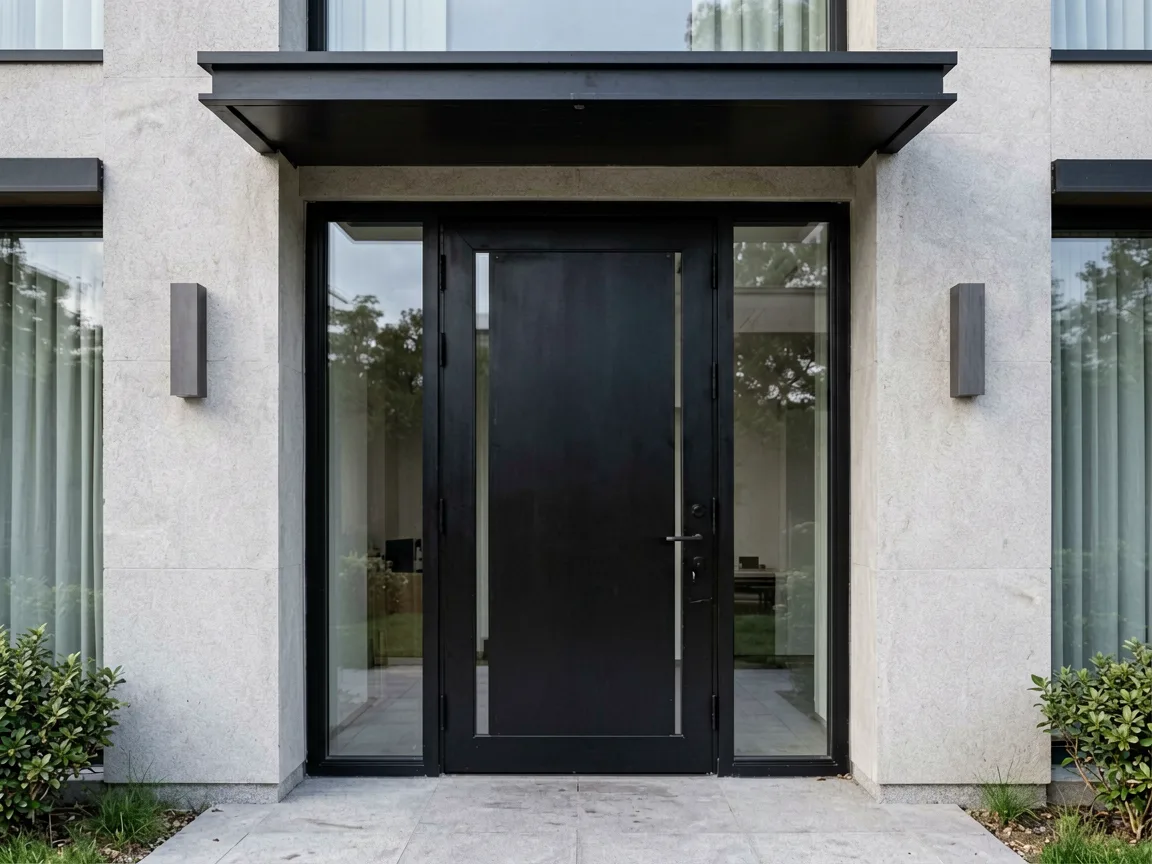 BORN custom aluminum entrance door installed in luxury villa
