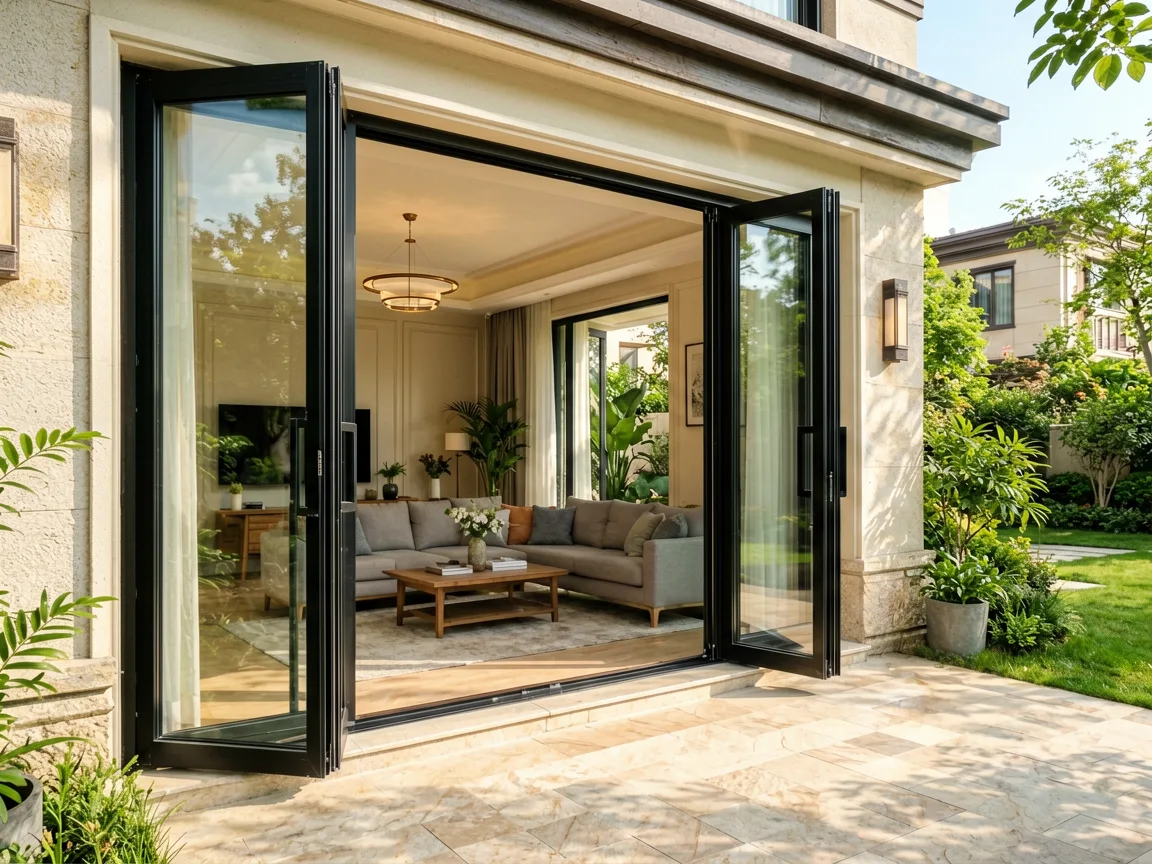 BORN custom aluminum folding door installed in luxury villa