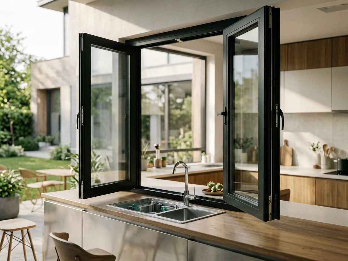 BORN custom aluminum folding window installed in luxury villa