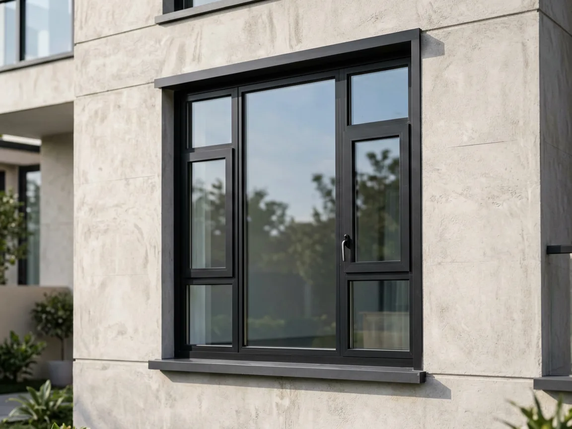 BORN custom aluminum side-pressed door and window installed in luxury villa