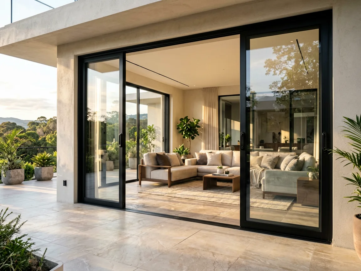 BORN custom aluminum sliding door installed in luxury villa