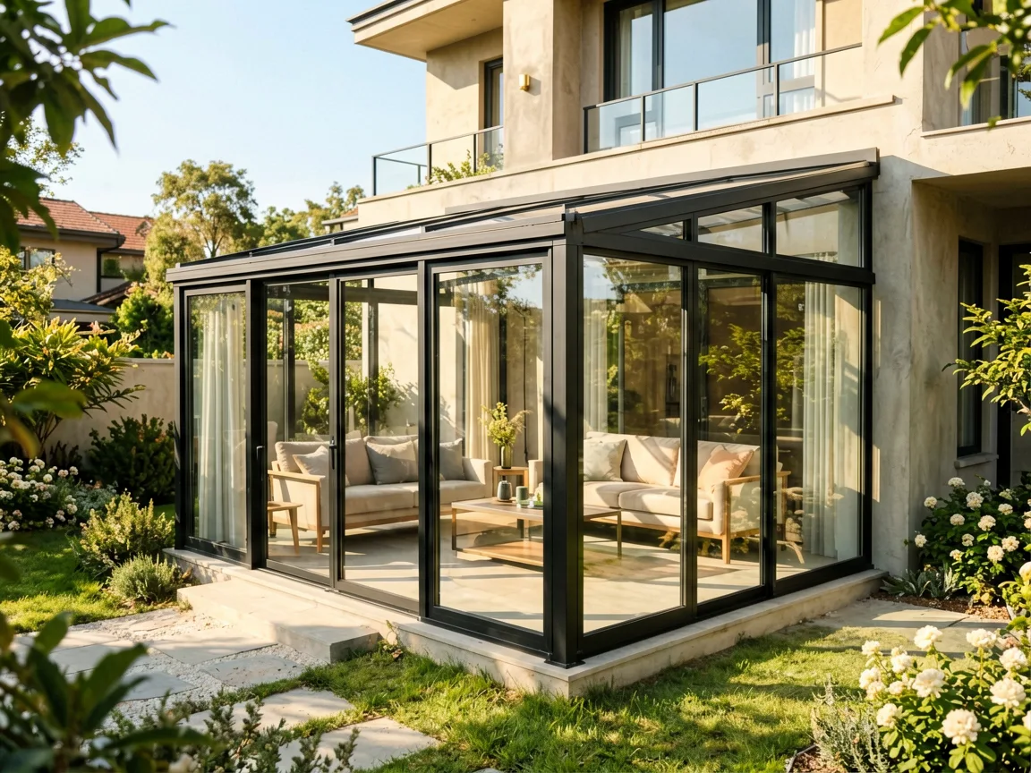 BORN custom aluminum sunroom installed in luxury villa