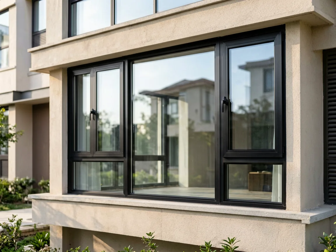Modern residential building featuring BORN aluminum windows and sliding doors