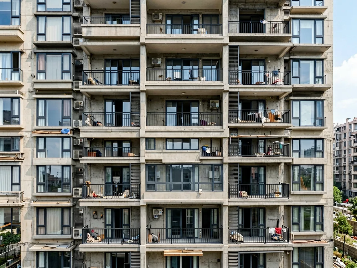 Apartment building with aluminum windows