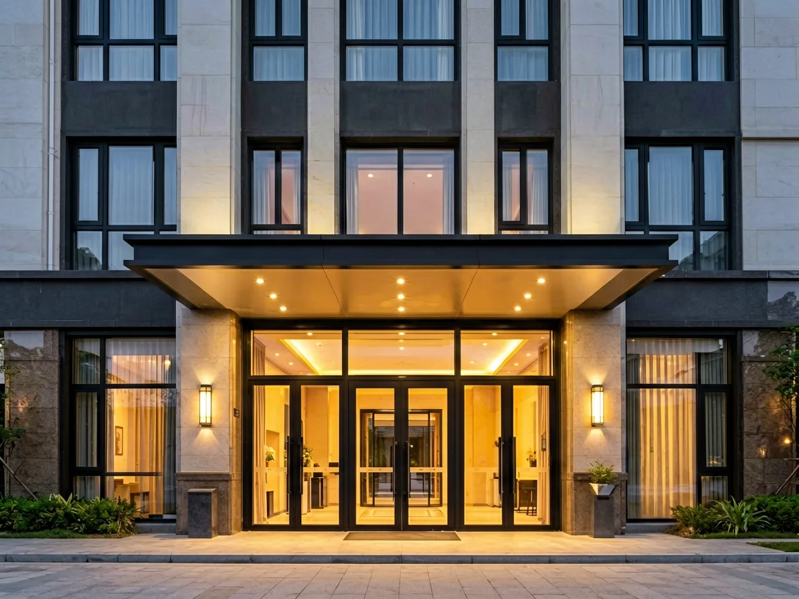 Hotel with custom aluminum windows and doors