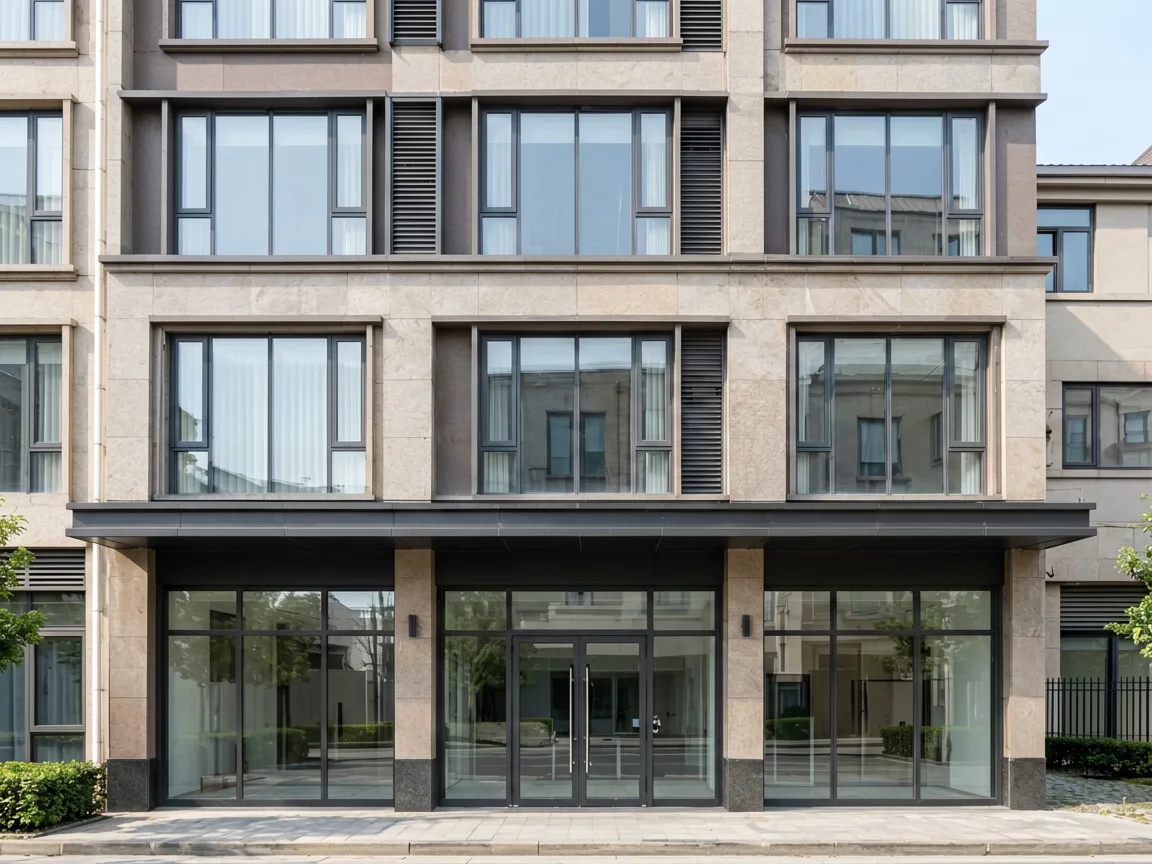 Mixed-use building with aluminum window and door package